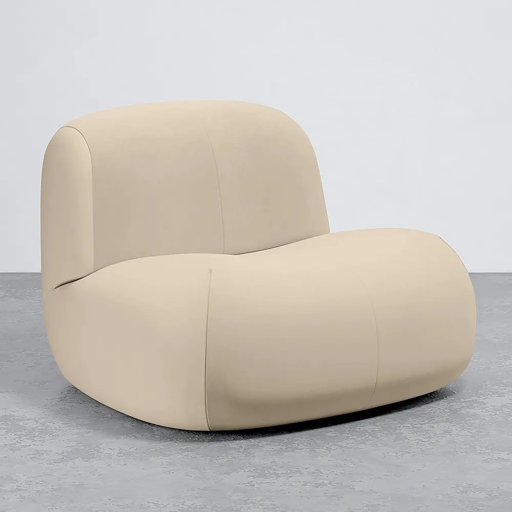  Buy Organic-Shaped Lounge Armchair - Velvet Upholstered Armchair Scandinavian Modern Design - Dustine White 61587 - in the EU