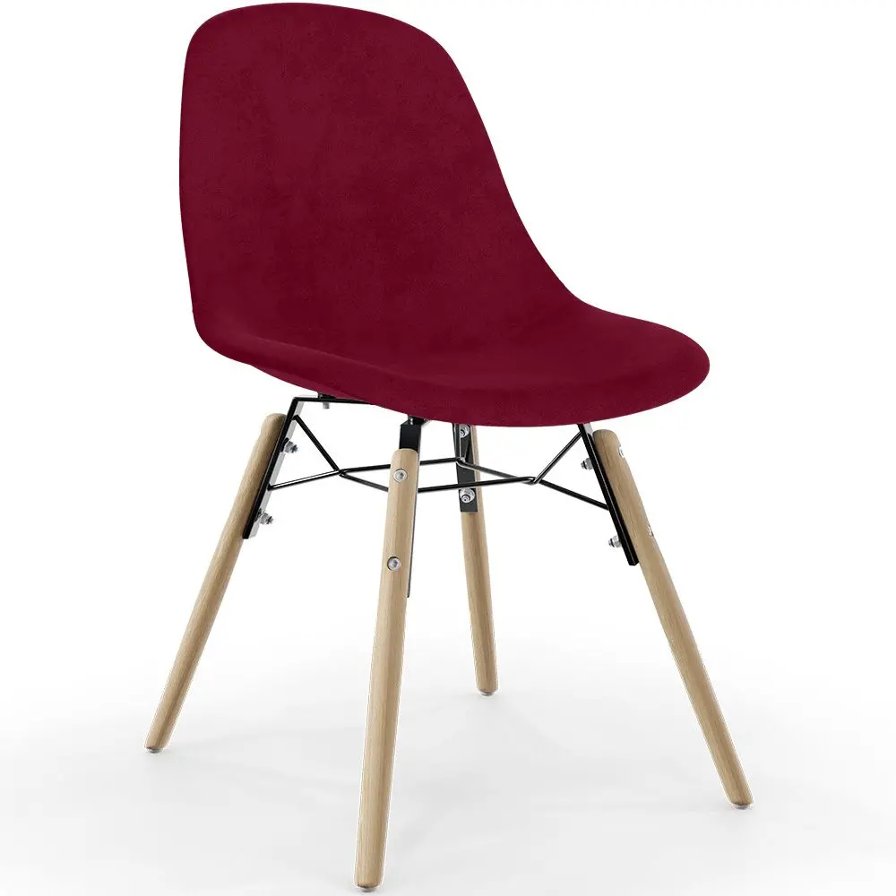  Buy Velvet Dining Chair - Scandinavian Design and Wooden Legs - Lumi Dark red 61595 - in the EU