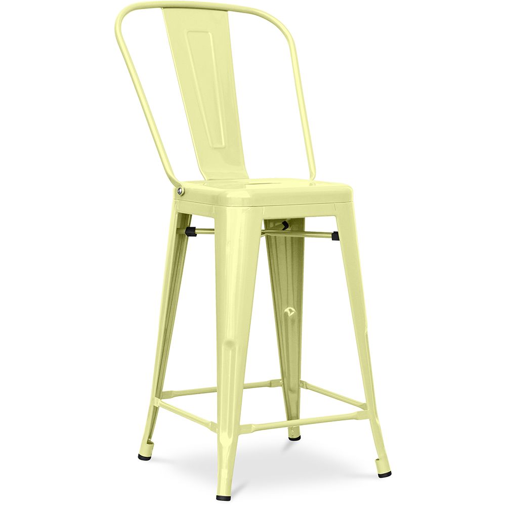  Buy Bistrot Metalix square bar stool with backrest - 60cm Pastel yellow 58410 - in the EU