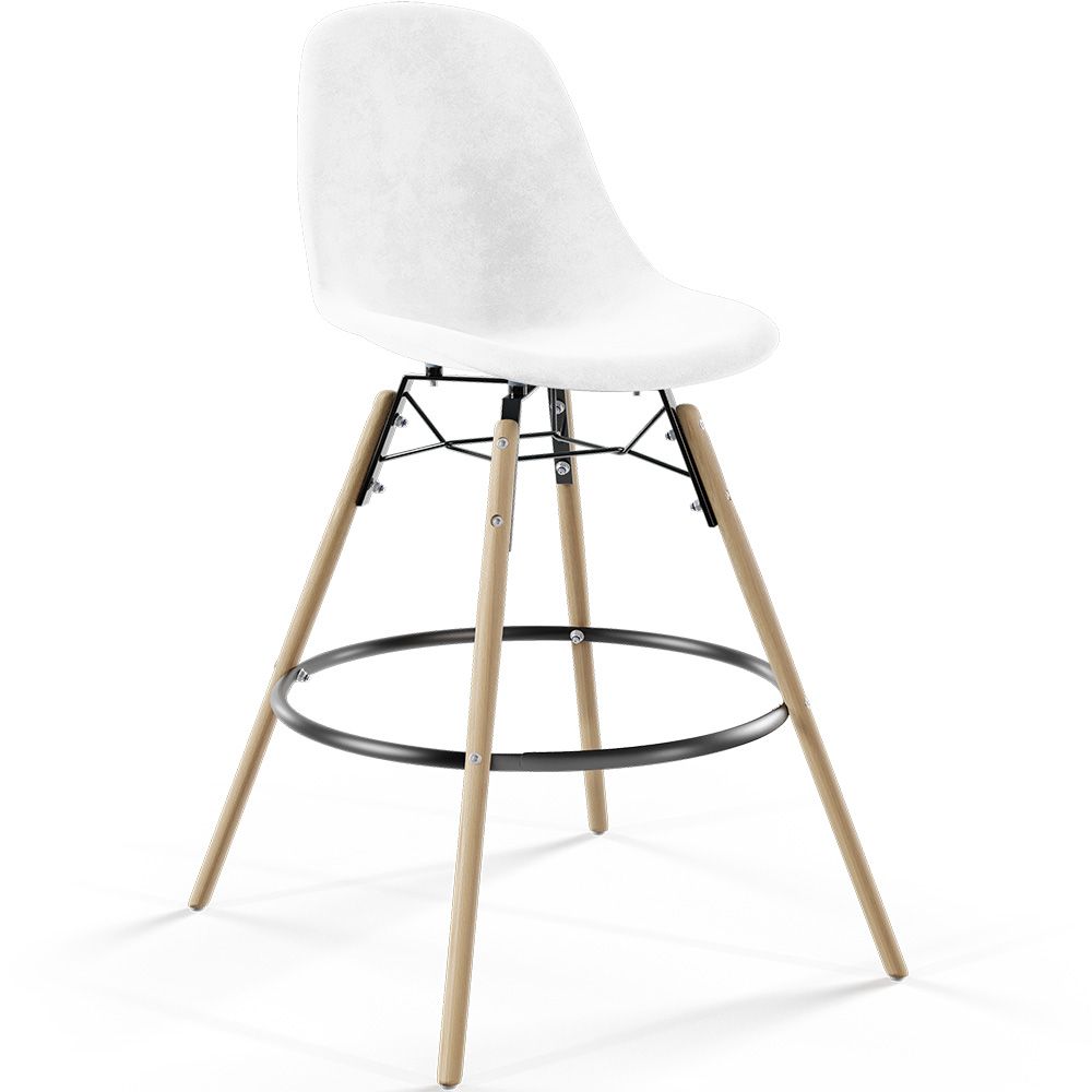  Buy Velvet Bar Stool - Scandinavian Design and Wooden Legs - Lumi White 61596 - in the EU