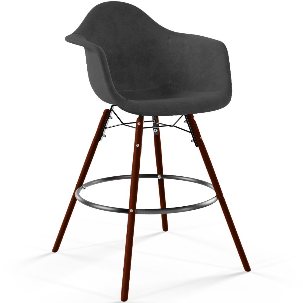  Buy Velvet Bar Stool - Scandinavian Design and Dark Wood Legs - Skandiva  Black 61599 - in the EU