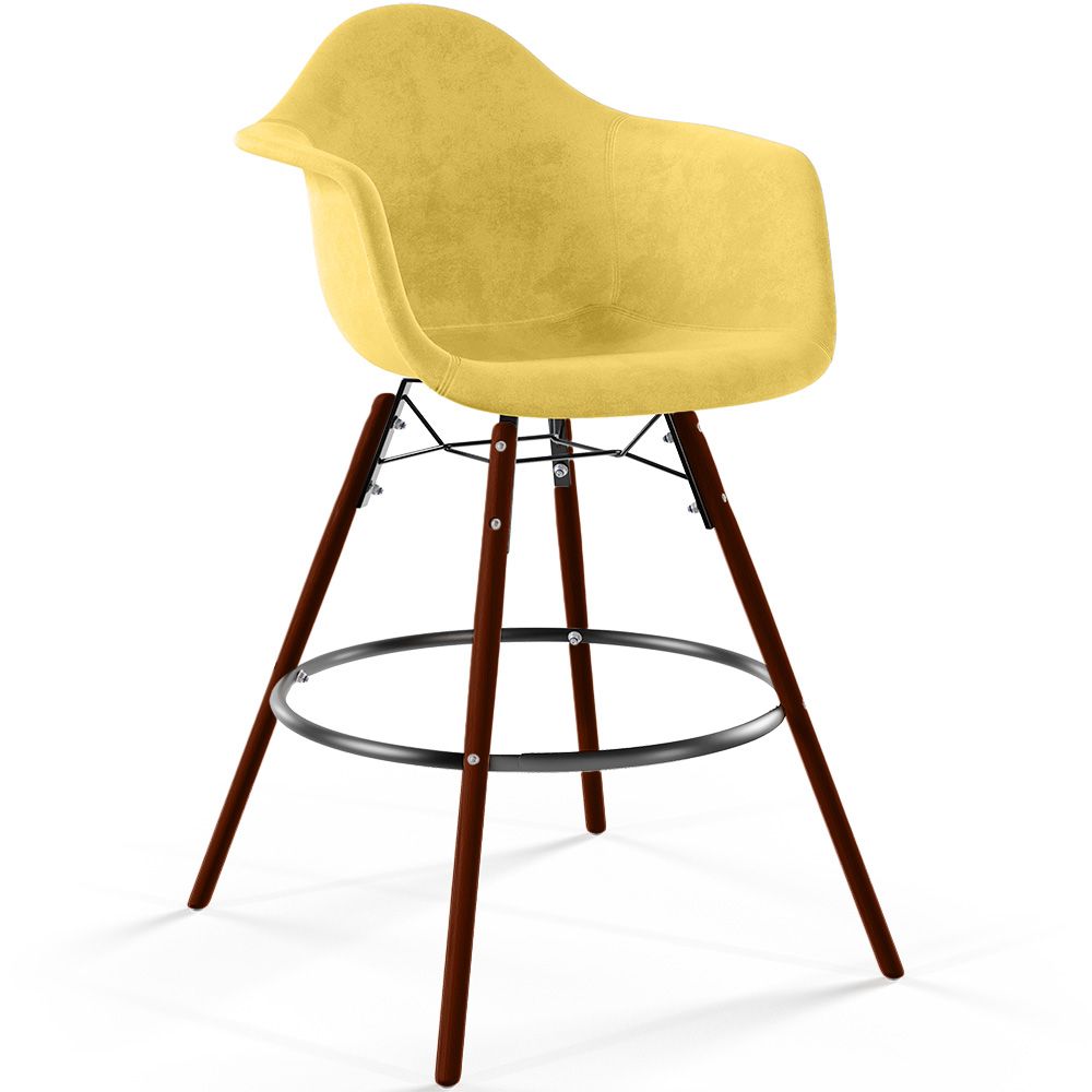 Buy Velvet Bar Stool - Scandinavian Design and Dark Wood Legs - Skandiva  Yellow 61599 - in the EU