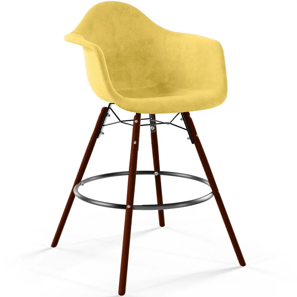  Buy Velvet Bar Stool - Scandinavian Design and Dark Wood Legs - Skandiva  Yellow 61599 - in the EU