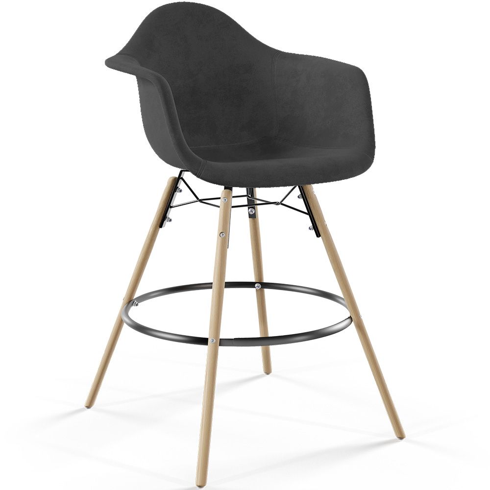  Buy Velvet Bar Stool - Scandinavian Design and Wooden Legs - Skandiva  Black 61597 - in the EU