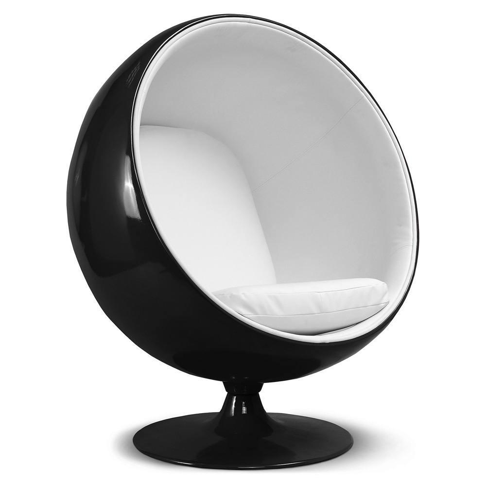  Buy Ballon Chair - Black Shell and White Interior - Faux Leather White 19540 - in the EU