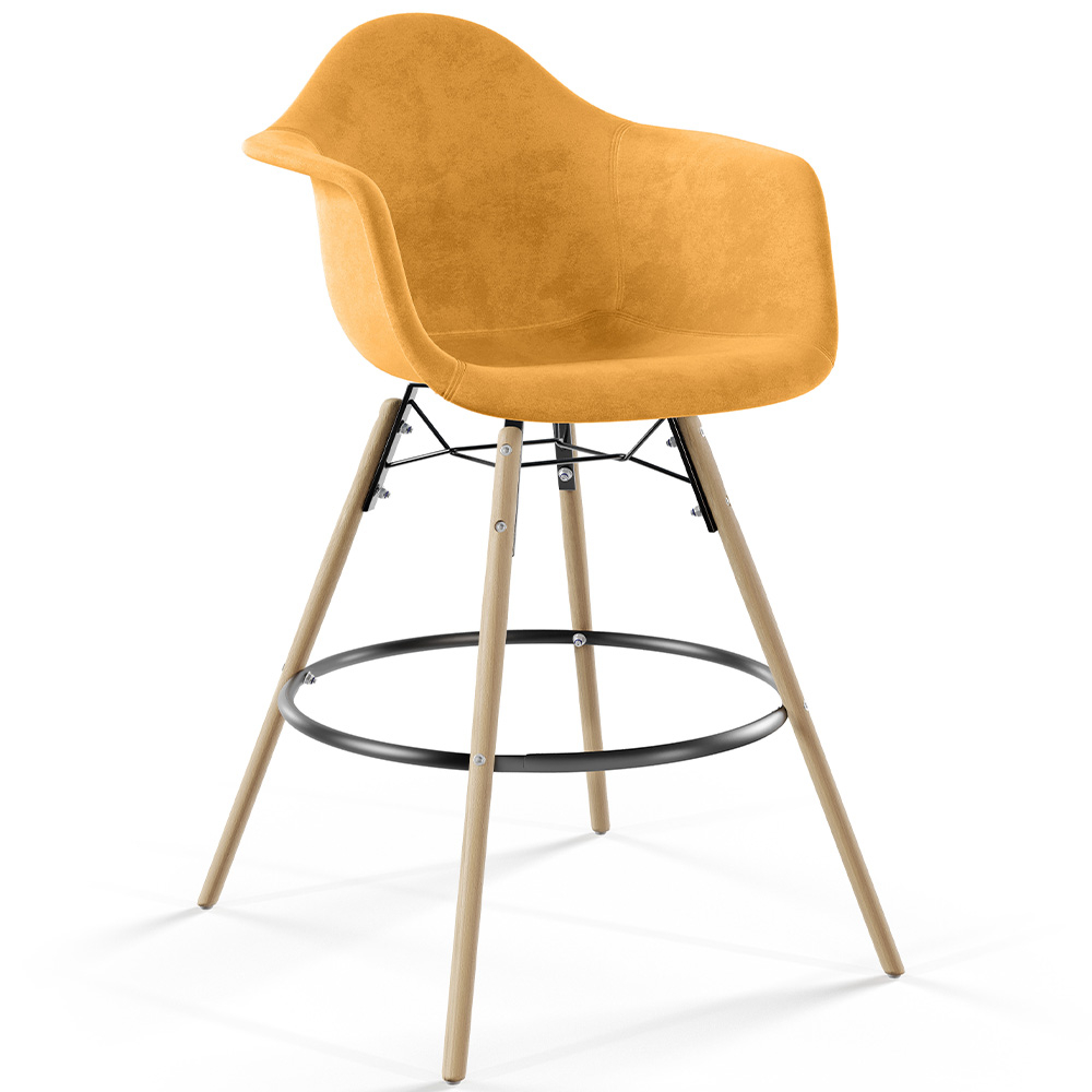  Buy Velvet Bar Stool - Scandinavian Design and Wooden Legs - Skandiva  Mustard 61597 - in the EU