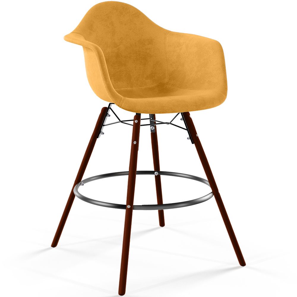  Buy Velvet Bar Stool - Scandinavian Design and Dark Wood Legs - Skandiva  Mustard 61599 - in the EU
