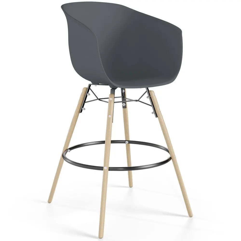  Buy Bar Stool - Scandinavian Style - Natural Wood Legs - Miscel Dark grey 61732 - in the EU