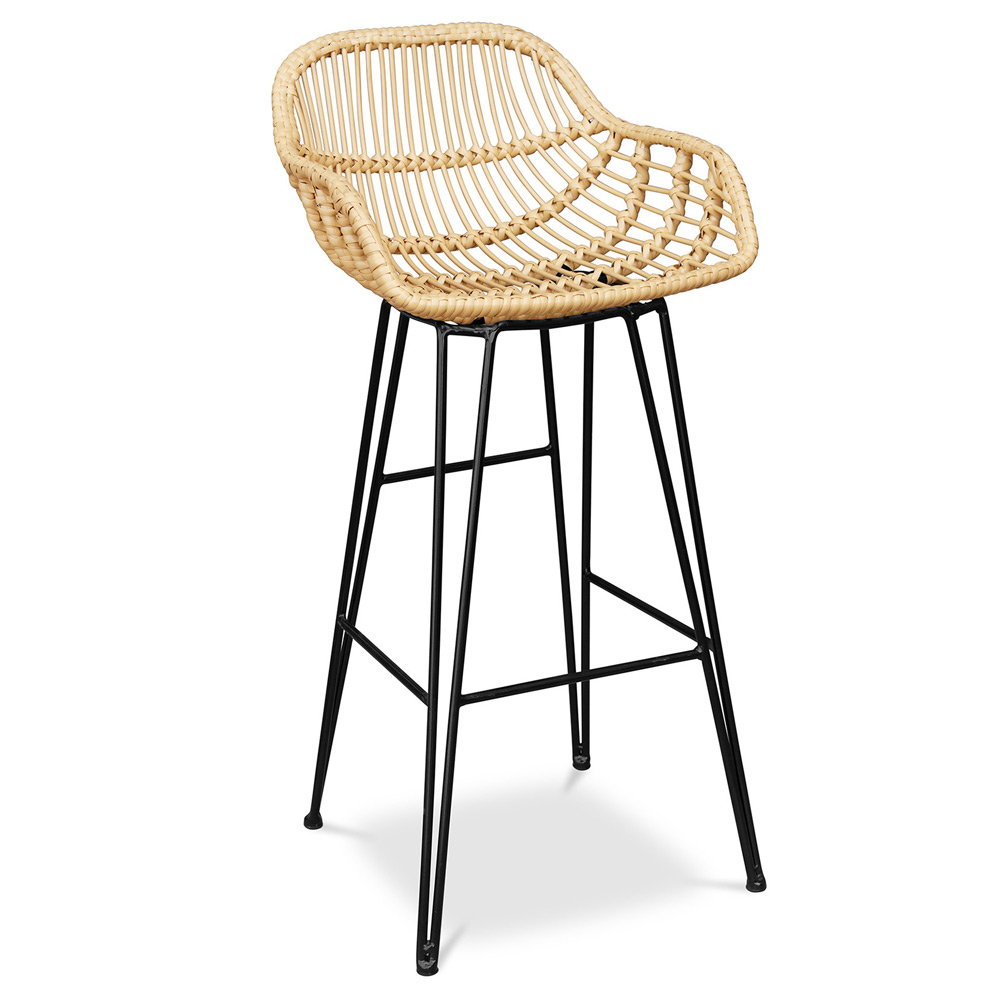  Buy Synthetic wicker bar stool - Magony Natural wood 59256 - in the EU
