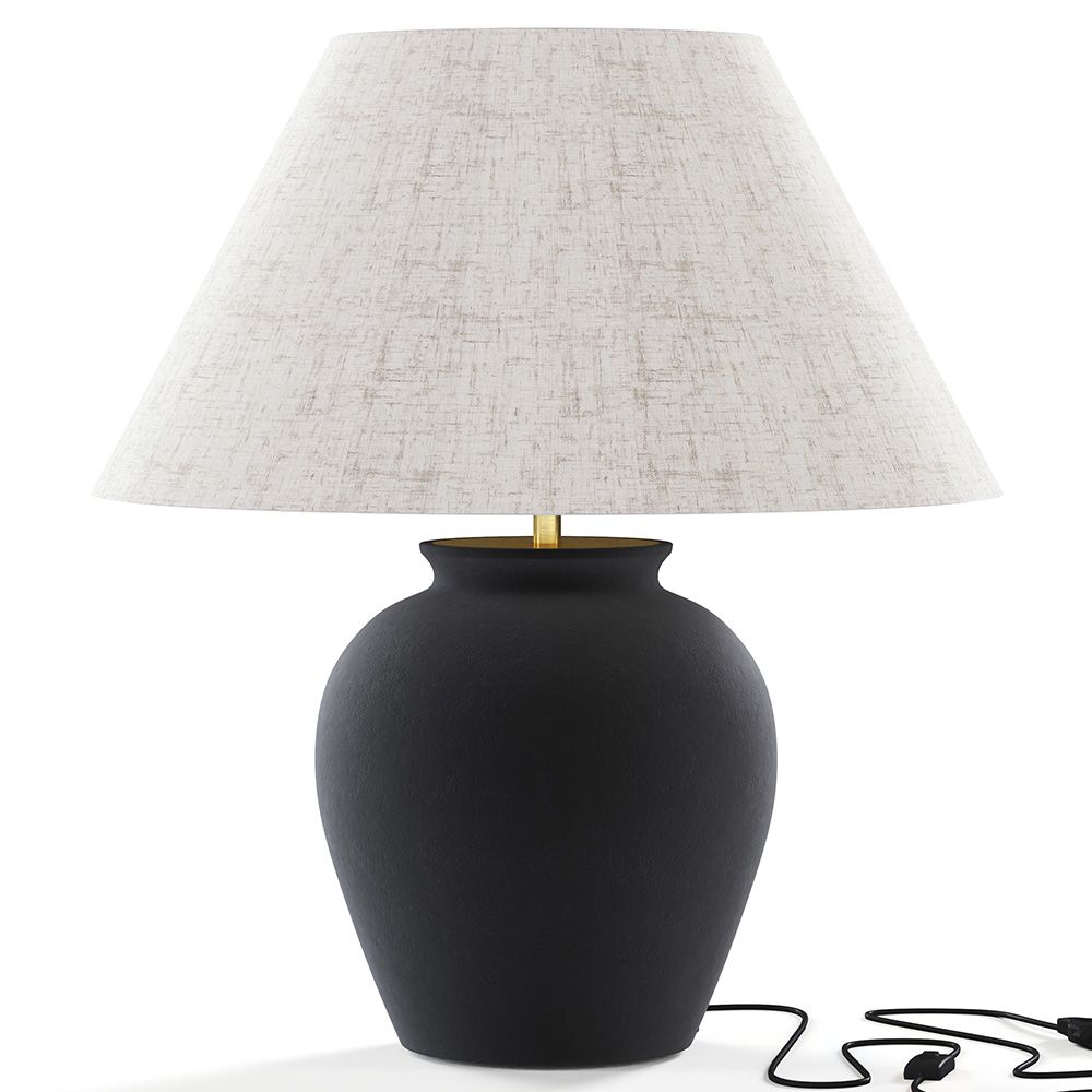  Buy Vintage Table Lamp - Ceramic Base and Fabric Shade - Goldina Black 61737 - in the EU
