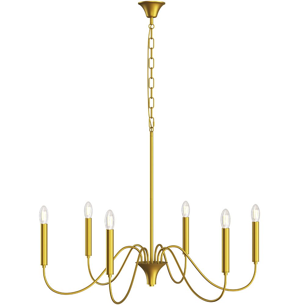  Buy Gold 6-Arm Pendant Lamp – Modern Chandelier Style in Metal - Aviana Gold 61742 - in the EU