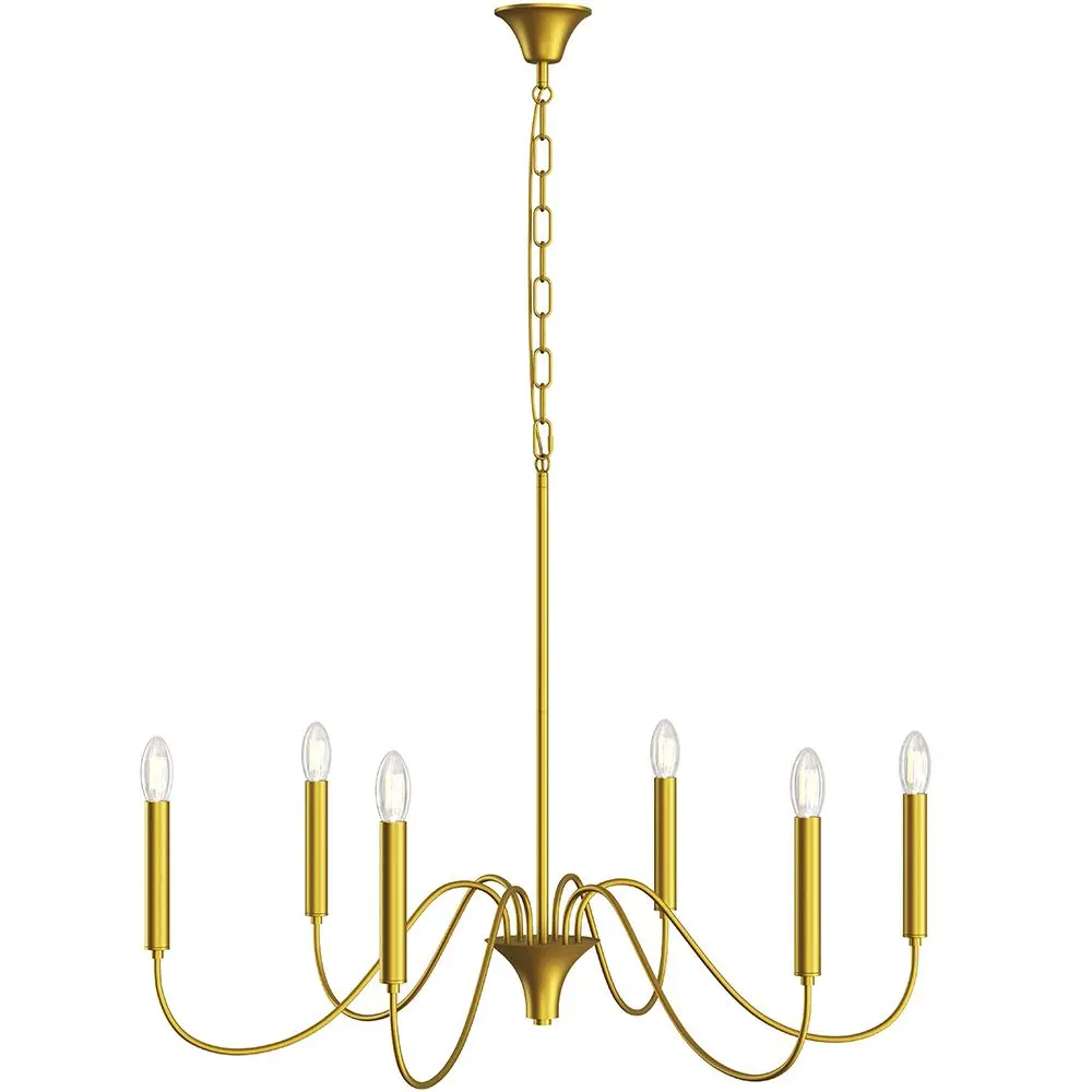  Buy Gold 6-Arm Pendant Lamp – Modern Chandelier Style in Metal - Aviana Gold 61742 - in the EU