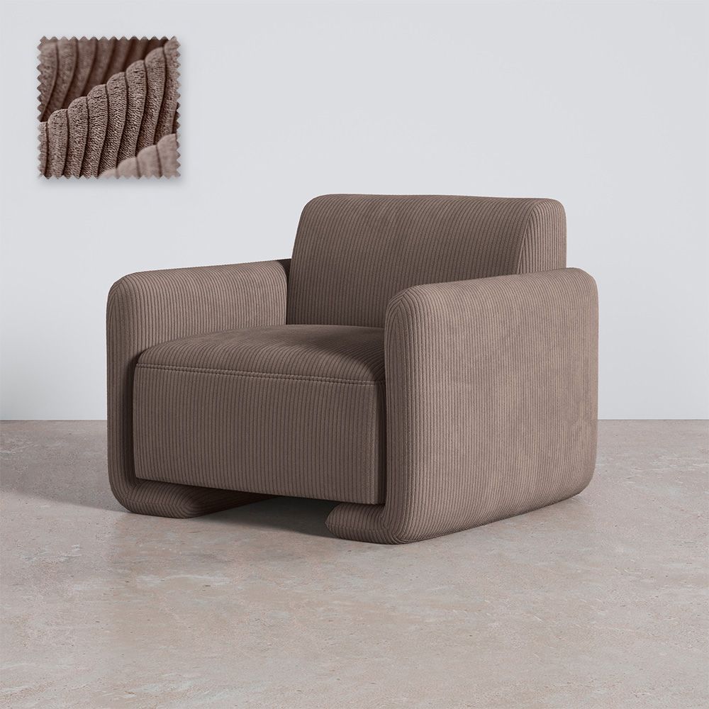 Buy Armchair Upholstered In Velvet Corduroy – Modern Design - Halember Taupe 61755 - in the EU