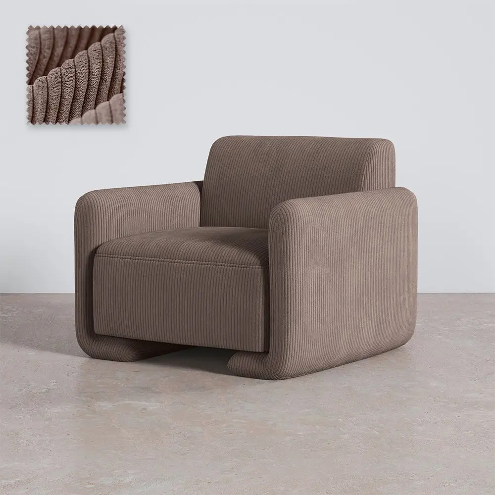  Buy Armchair Upholstered In Velvet Corduroy – Modern Design - Halember Taupe 61755 - in the EU