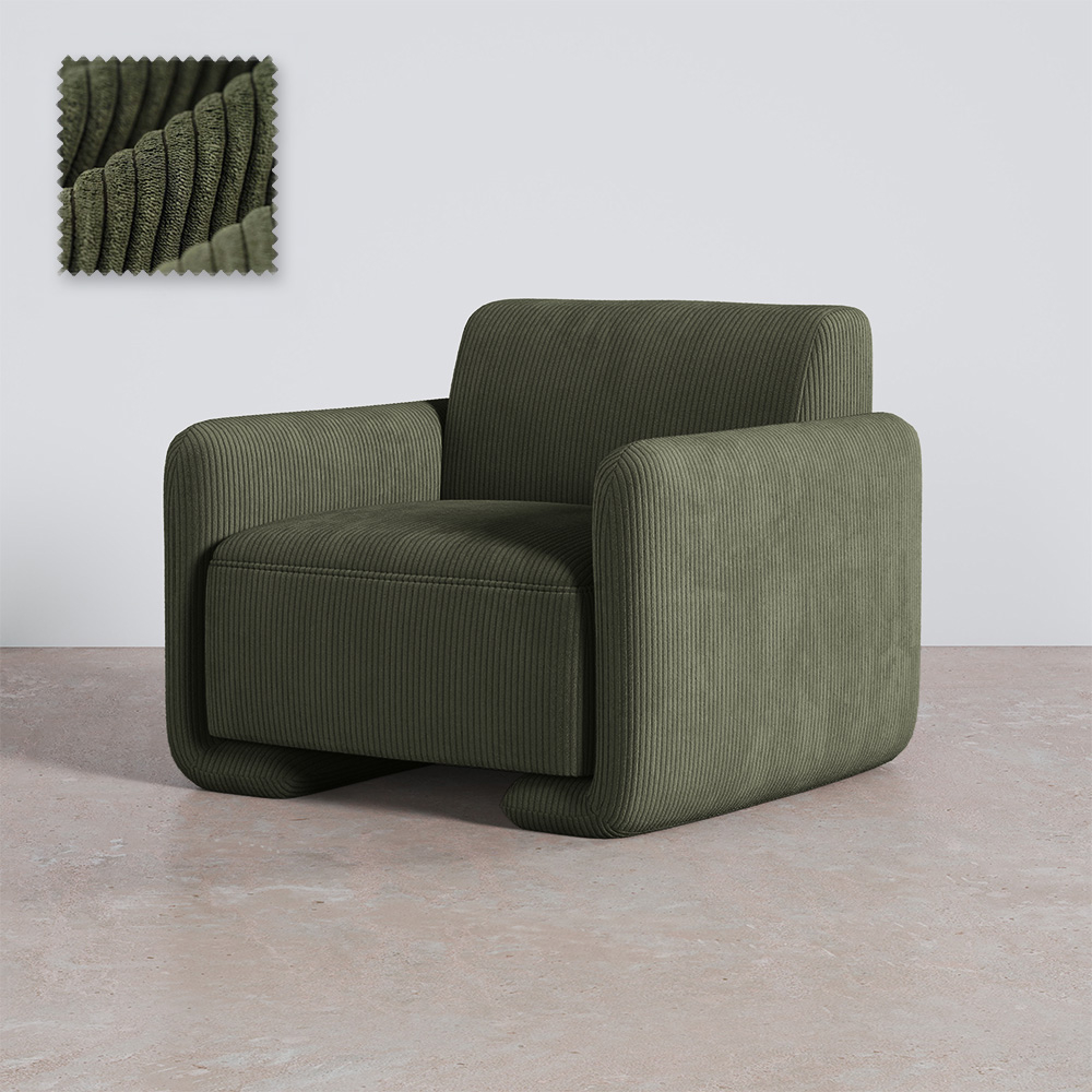  Buy Armchair Upholstered In Velvet Corduroy – Modern Design - Halember Olive 61755 - in the EU