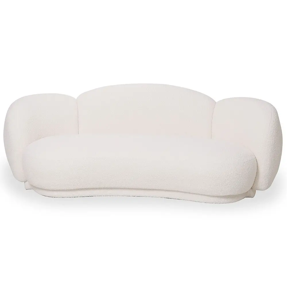  Buy Curved Sofa Upholstered In White Bouclé – Modern And Elegant Design - Boreli White 61756 - in the EU