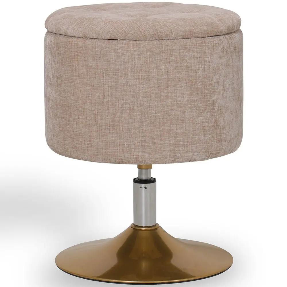  Buy Stool With Storage Upholstered In Chenille - Solrun Beige 61758 - in the EU