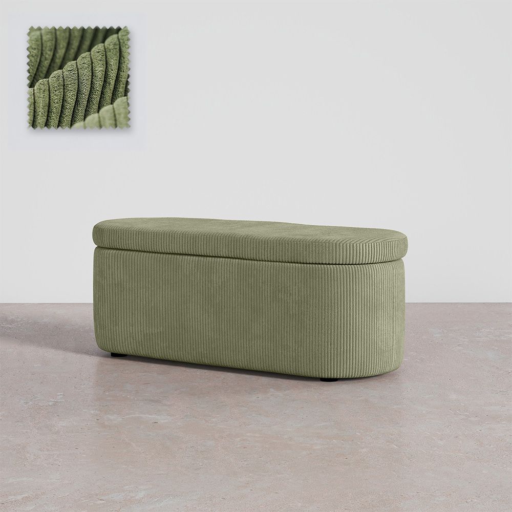  Buy Bench With Internal Storage Upholstered In Velvet Corduroy Fabric - Auren Olive 61765 - in the EU