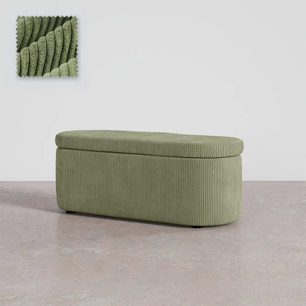  Buy Bench With Internal Storage Upholstered In Velvet Corduroy Fabric - Auren Olive 61765 - in the EU