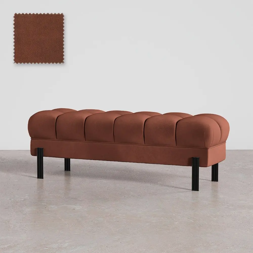  Buy Chesterfield Style Bench Upholstered In Velvet With Iron Legs - Carella Chocolate 61771 - in the EU