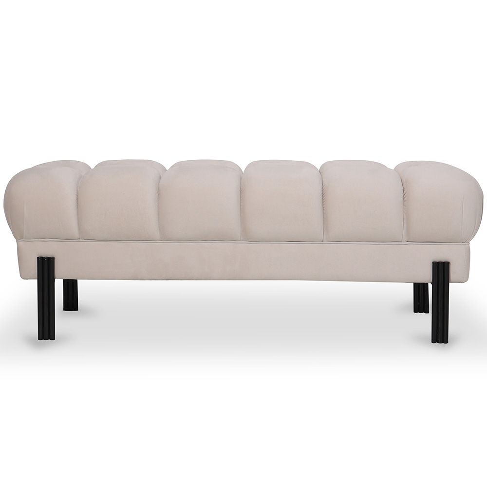  Buy Chesterfield Style Bench Upholstered In Velvet With Iron Legs - Carella Ivory 61771 - in the EU