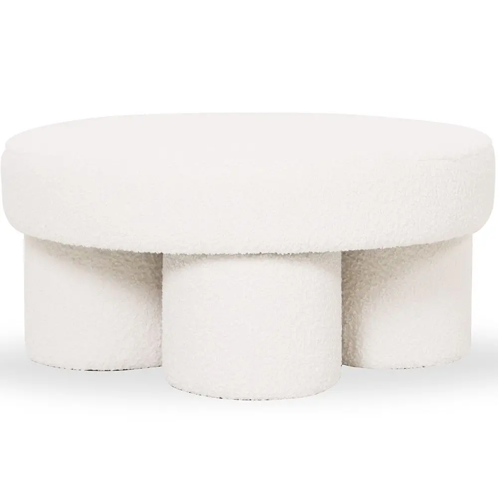  Buy Designer Ottoman In White Bouclé – Modern Coffee Table - Noreli White 61773 - in the EU