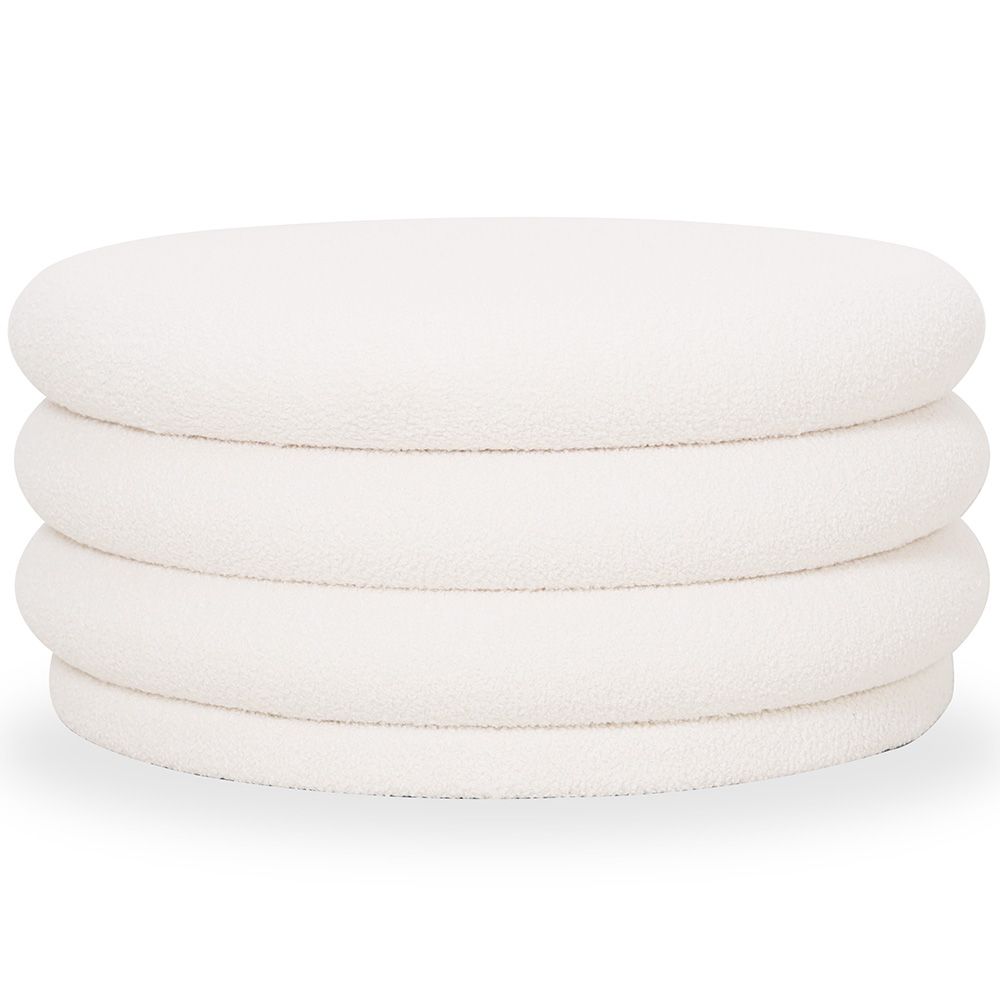 Buy Modern Ottoman With Storage Upholstered In Bouclé Fabric Multifunctional As Coffee Table - Orelia White 61775 - in the EU