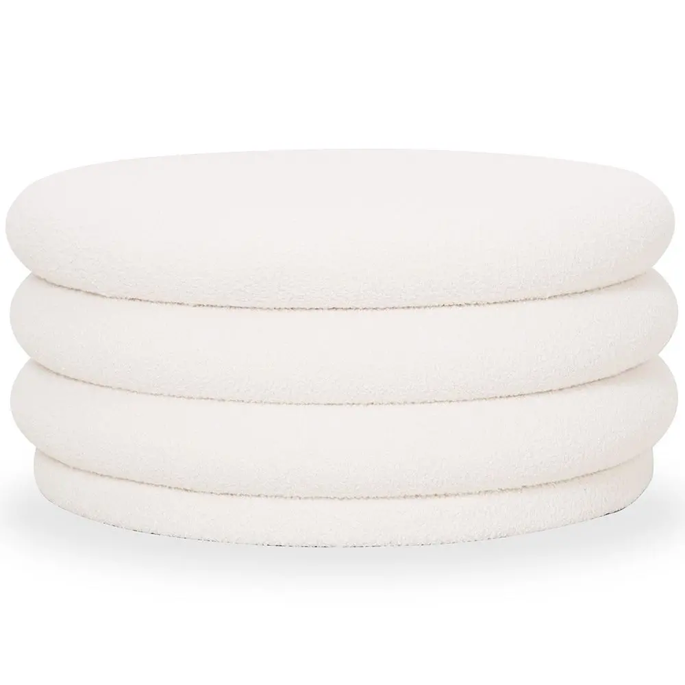  Buy Modern Ottoman With Storage Upholstered In Bouclé Fabric Multifunctional As Coffee Table - Orelia White 61775 - in the EU