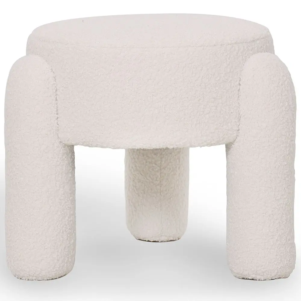  Buy Stool Upholstered In Off-White Bouclé Fabric – Modern Seat For Living Room And Bedroom - Doreta White 61777 - in the EU