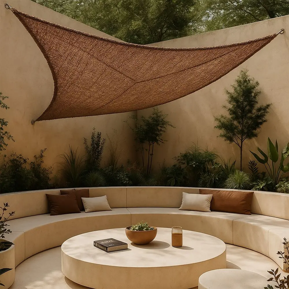  Buy Coconut fiber awning 5x5x5M - 100 % Ecological shade sail Beige 61780 - in the EU