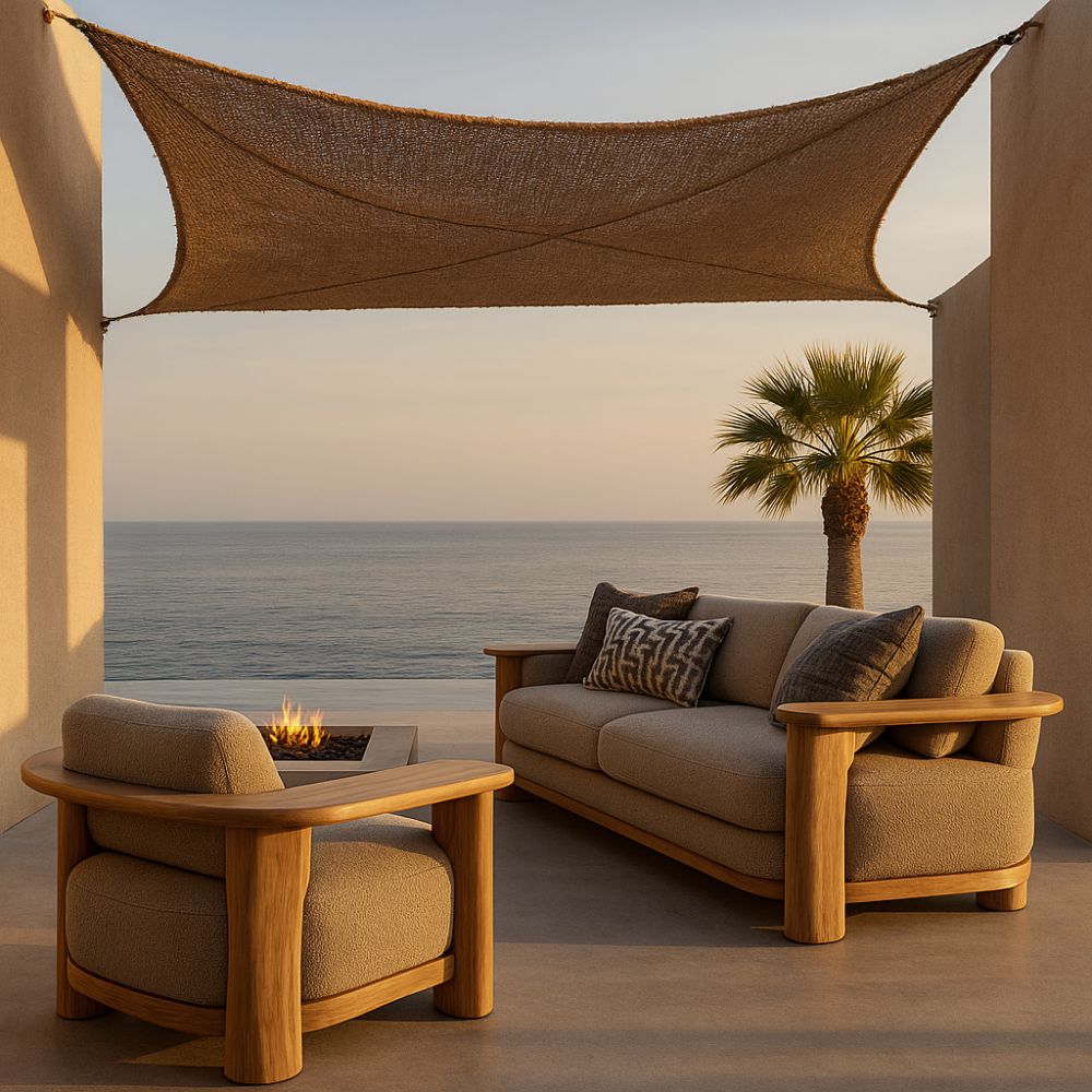  Buy Coconut fiber awning 3x4M - 100 % Ecological shade sail Beige 61781 - in the EU