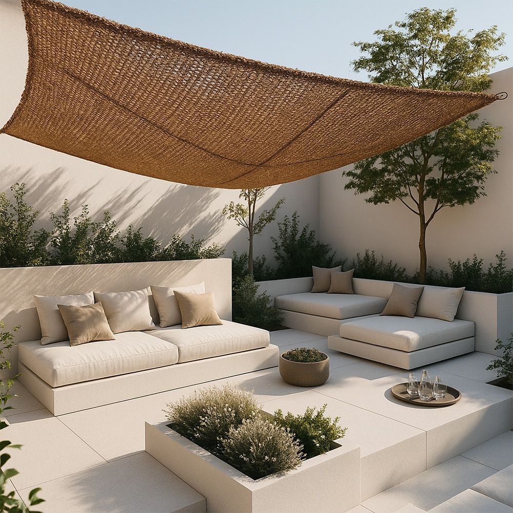  Buy Coconut fiber awning 4x4M - 100 % Ecological shade sail Beige 61782 - in the EU