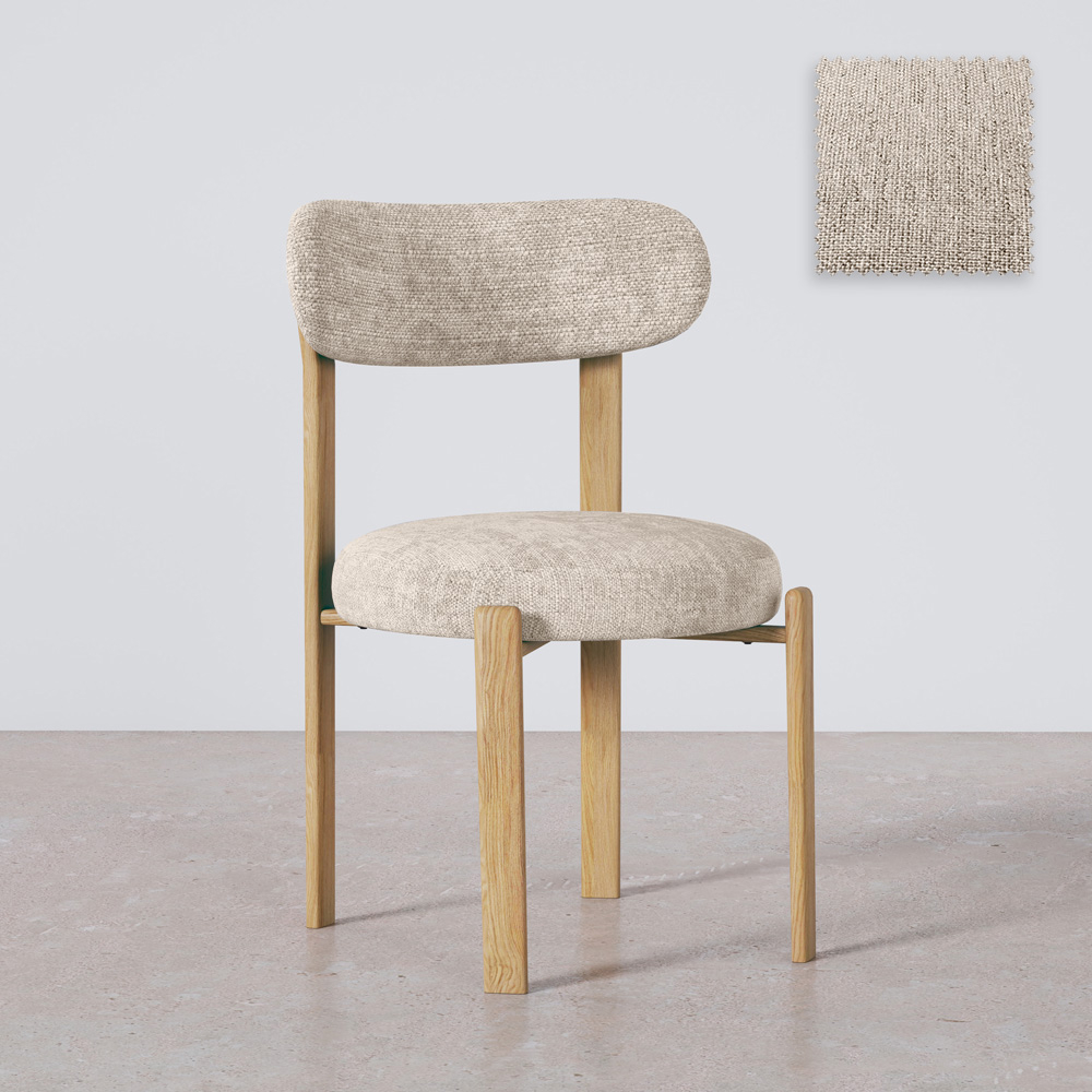  Buy Dining chair Chenille upholstered - Oak effect legs - Ergonomic and modern design - Essentia Cream 61786 - in the EU