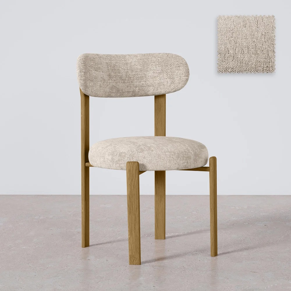  Buy Dining chair Chenille upholstered - Oak effect legs - Ergonomic and modern design - Essentia Cream 61786 - in the EU