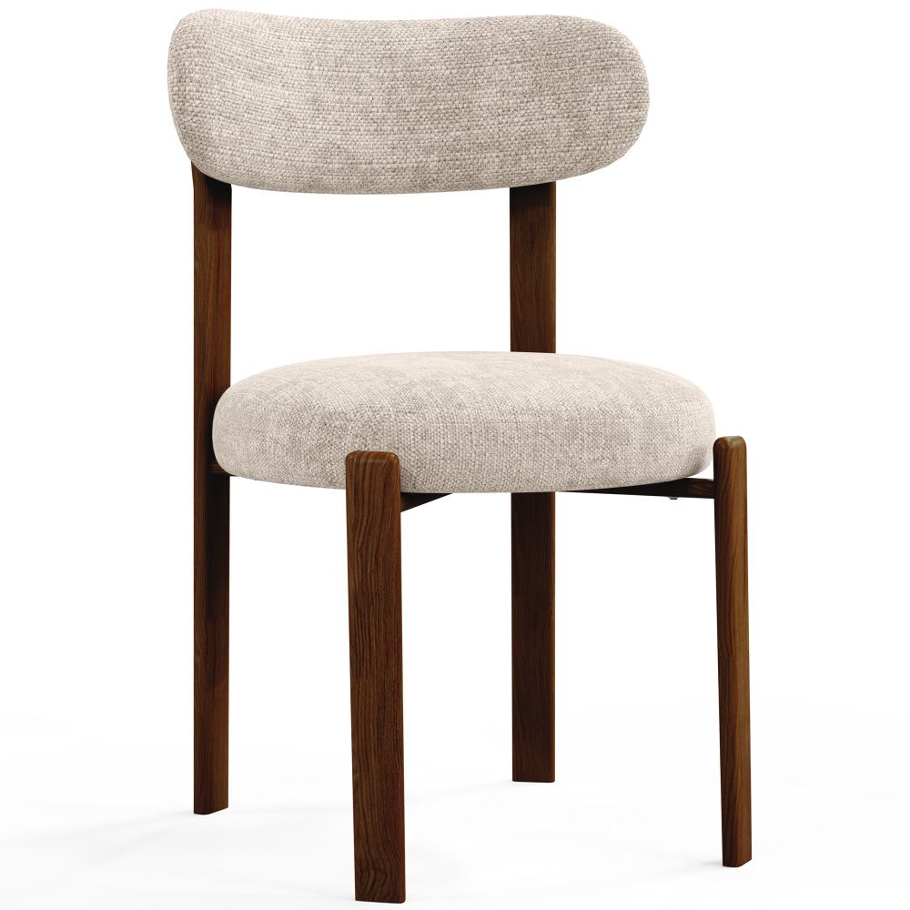  Buy Dining chair upholstered in Chenille – Dark wood-effect legs – Ergonomic and modern design – Essentia Cream 61787 - in the EU