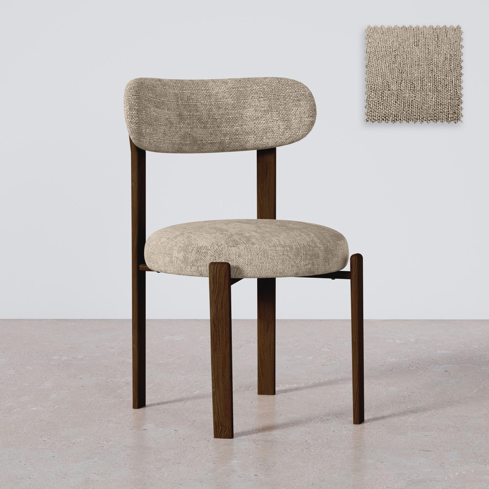  Buy Dining chair upholstered in Chenille – Dark wood-effect legs – Ergonomic and modern design – Essentia Taupe 61787 - in the EU