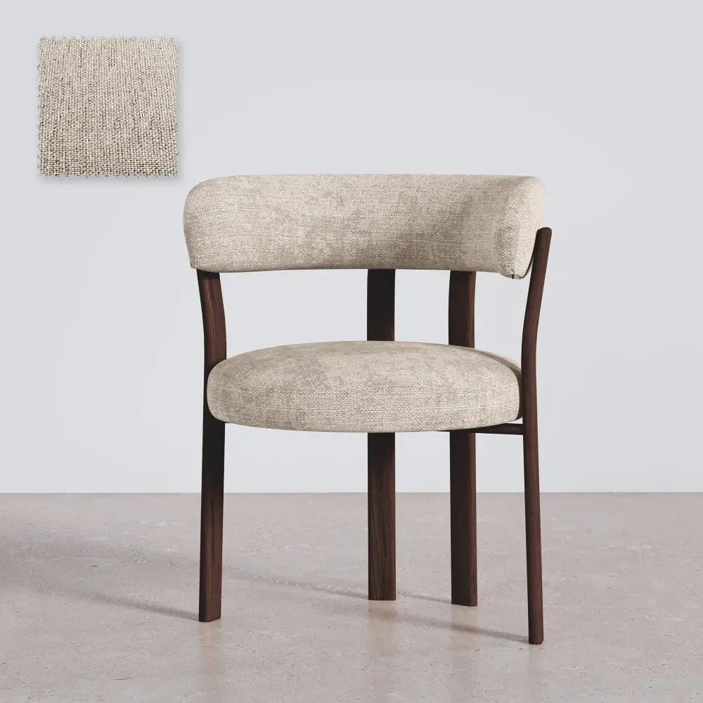  Buy Living room armchair with armrests upholstered in Chenille – Dark wood-effect legs – Ergonomic and modern design – Essentia Cream 61789 - in the EU