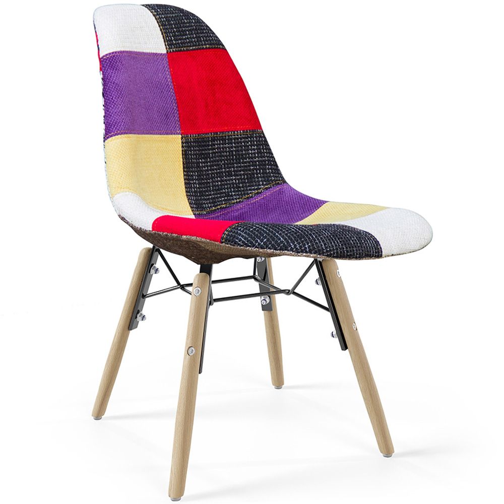  Buy Dining Chair - Patchwork Upholstery - Scandinavian Design and Wooden Legs - Elskar Multicolour 61791 - in the EU
