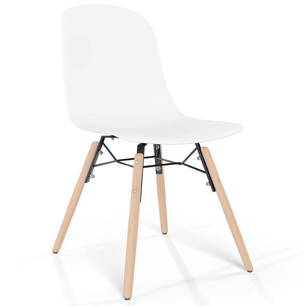  Buy Dining chair with natural wood legs – Modern style and functionality - Beni White 61792 - in the EU