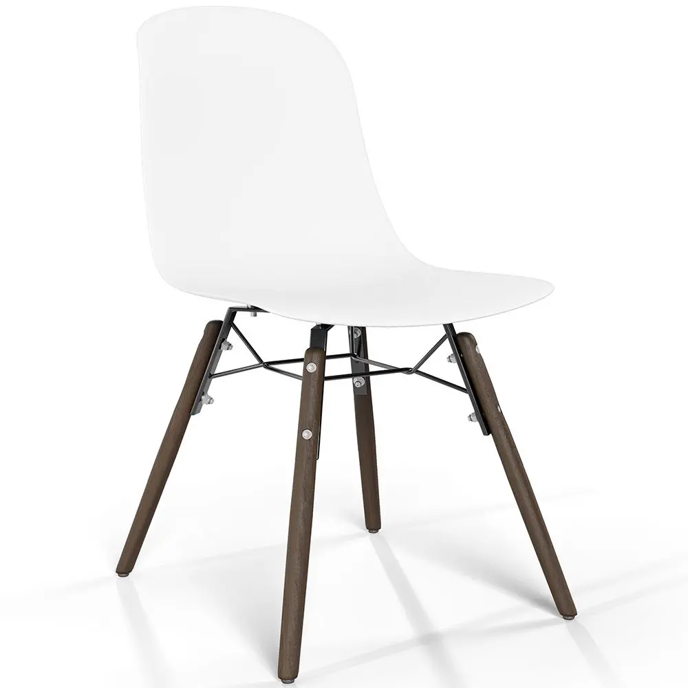  Buy Dining chair with dark wood legs – Modern style and functionality - Larof White 61793 - in the EU