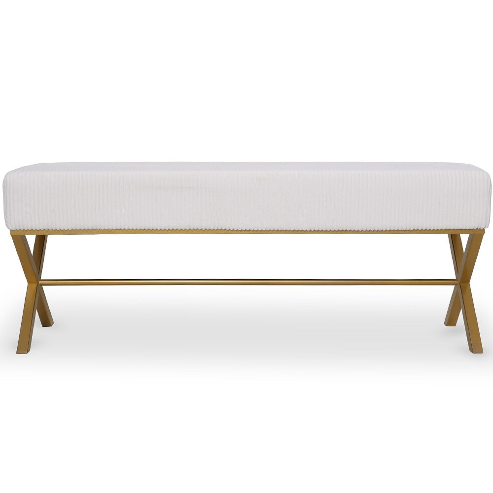  Buy Bench Upholstered In Velvet Fabric With Golden Metal Frame - Nivren White 61764 - in the EU