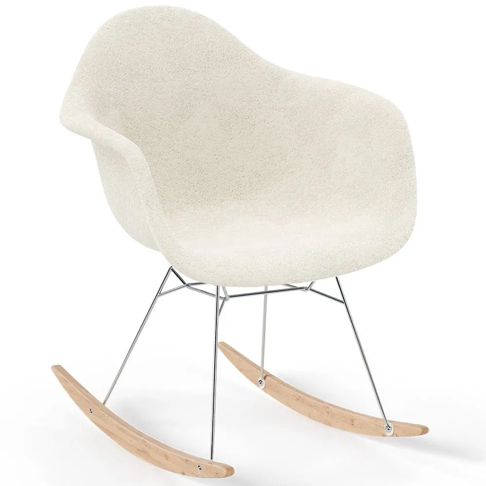  Buy Rocking Chair Bouclé with Arms – Scandinavian Design with Steel and Wood - Skandiva White 61814 - in the EU