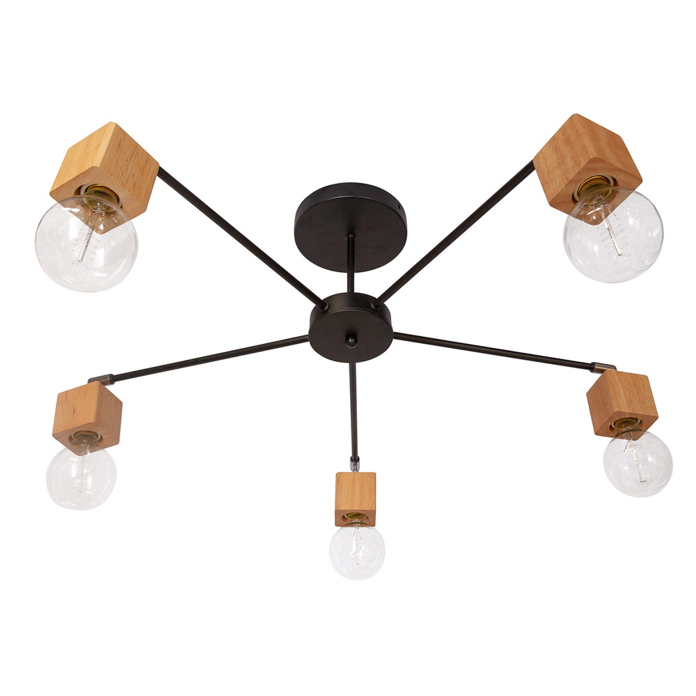  Buy Bell 5 bulbs ceiling lamp - Wood and metal Black 59296 - in the EU