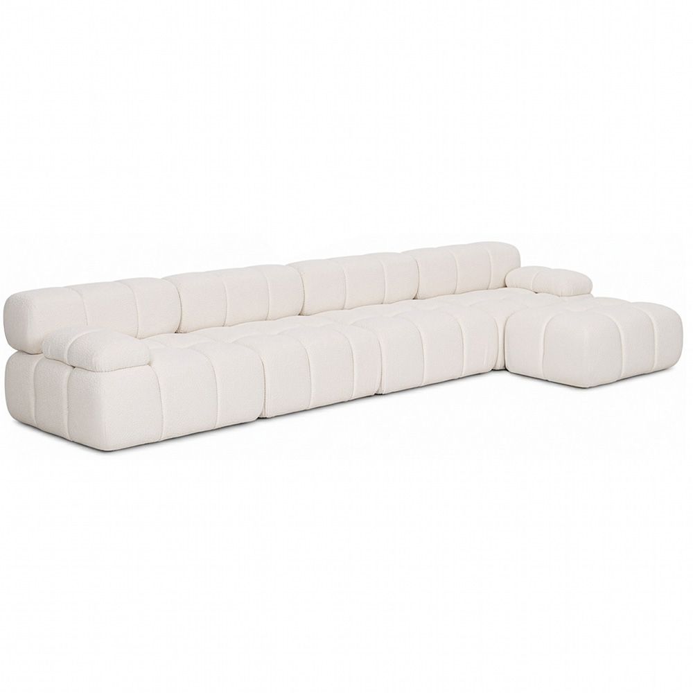 Buy Modular Sofa Chaise Longue Upholstered in Bouclé Fabric - 4/5 seats - Bathy White 61824 - in the EU