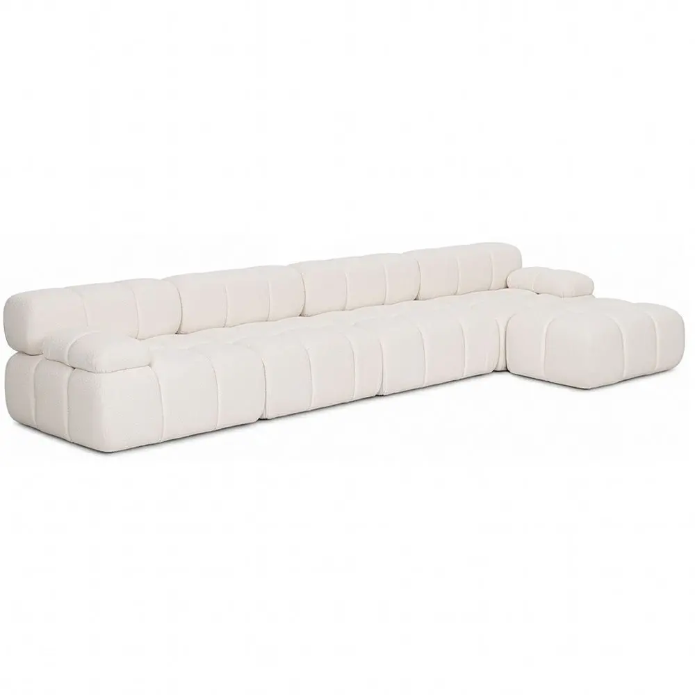  Buy Modular Sofa Chaise Longue Upholstered in Bouclé Fabric - 4/5 seats - Bathy White 61824 - in the EU