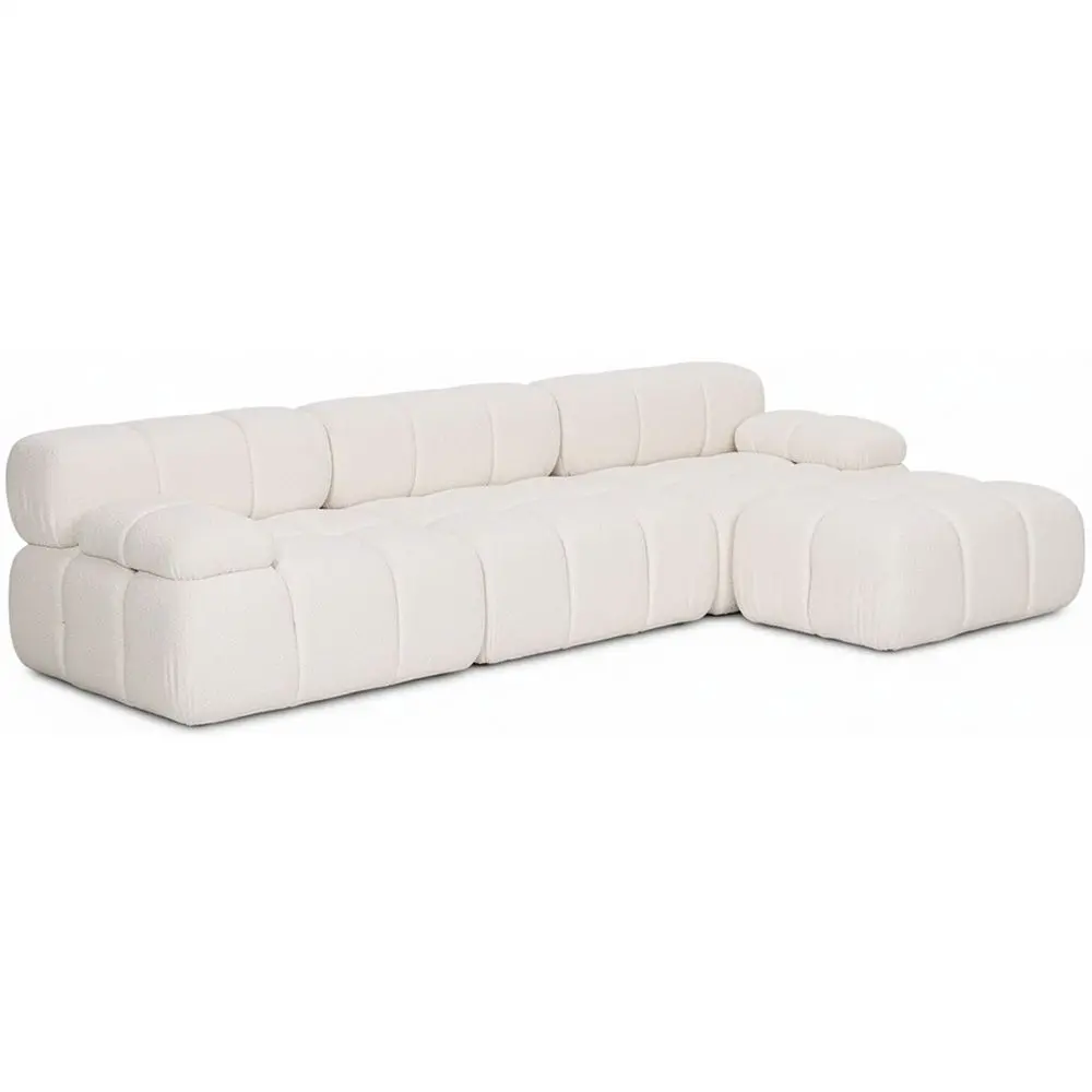  Buy Modular Sofa Chaise Longue Upholstered in Bouclé Fabric - 3/4 seater - Bathy White 61825 - in the EU