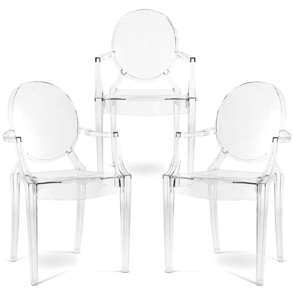  Buy Pack of 3 Transparent Dining Chair - Armrest Design - Louis King Transparent 61826 - in the EU