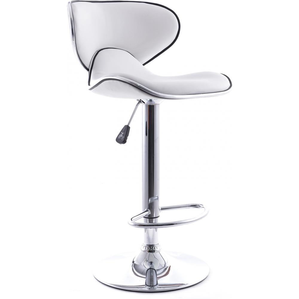  Buy Swivel Chromed Metal Curved Back Bar Stool - Height Adjustable White 49743 - in the EU