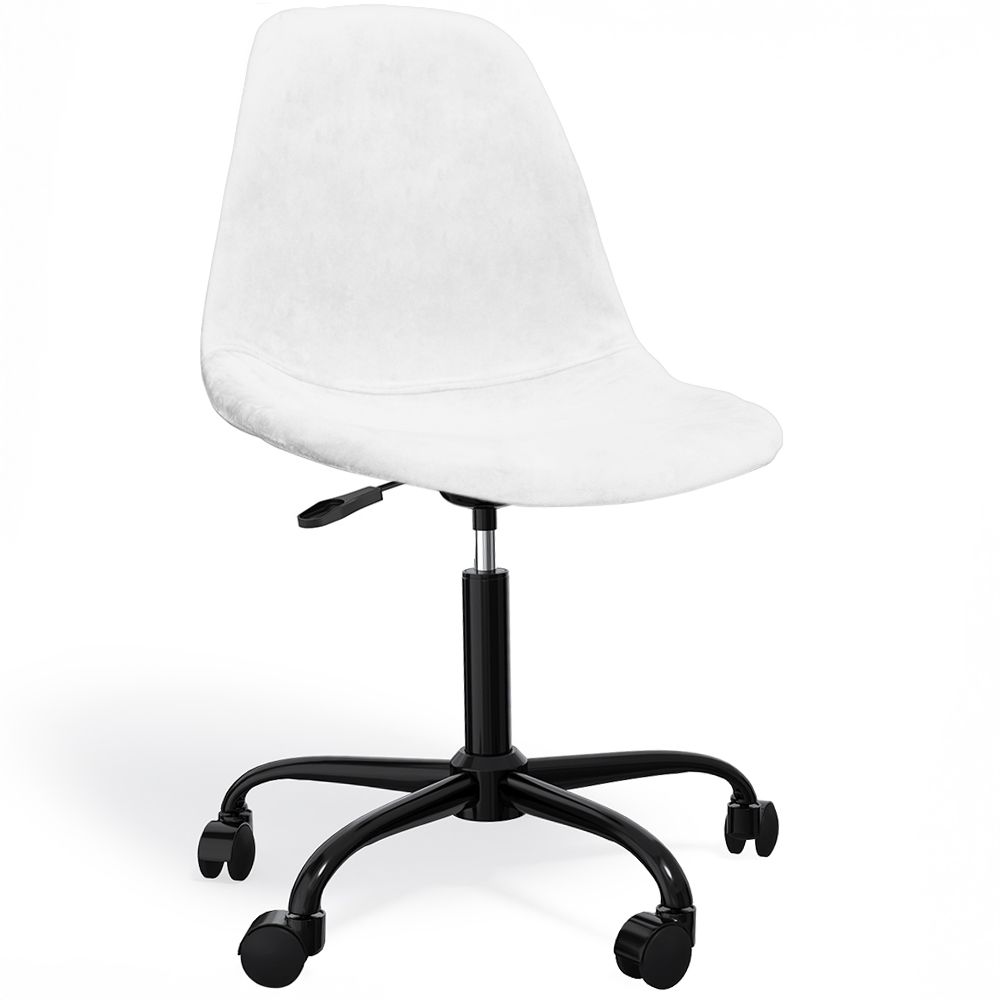  Buy Office Chair Swivel with Wheels – Velvet Upholstery – Steel Black Legs - Brielle  White 61832 - in the EU