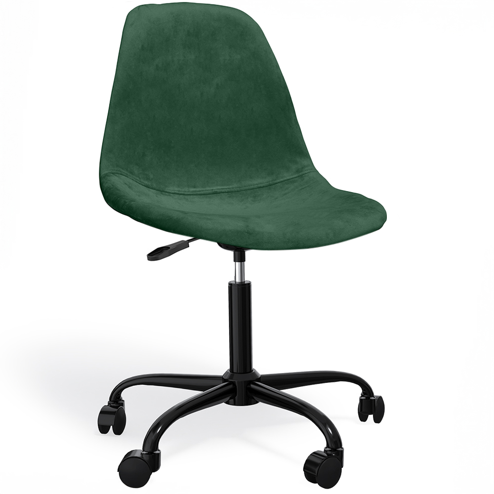  Buy Office Chair Swivel with Wheels – Velvet Upholstery – Steel Black Legs - Brielle  Dark green 61832 - in the EU